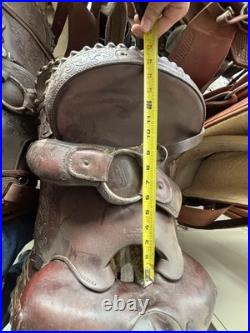 Bill farrow roping Saddle Brown Leather Traditional 15 in Tooled Floral Pattern