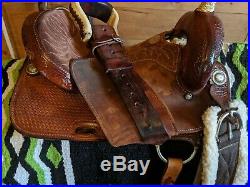 Billy Cook Barrel racing saddle 15 in seat- package with bridle