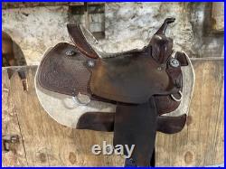 Billy Cook Brown Leather barrel Saddle 14 in