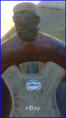 Billy Cook Roping Saddle 16 Seat Brown Acorn Pattern Used WithBack cinch