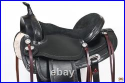 Black 16 In. HILASON Western Horse Treeless Trail Pleasure American Leather