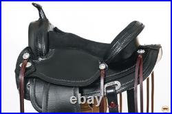 Black 16 In. HILASON Western Horse Treeless Trail Pleasure American Leather