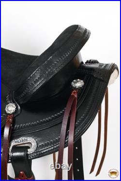 Black 16 In. HILASON Western Horse Treeless Trail Pleasure American Leather