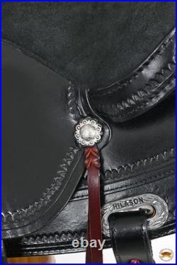 Black 16 In. HILASON Western Horse Treeless Trail Pleasure American Leather