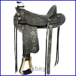 Black 17 In HILASON Western Horse Wade Saddle American Leather Ranch Roping