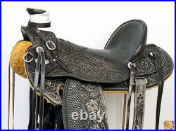 Black 17 In HILASON Western Horse Wade Saddle American Leather Ranch Roping