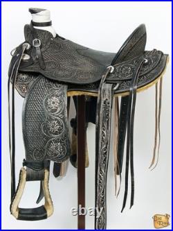 Black 17 In HILASON Western Horse Wade Saddle American Leather Ranch Roping