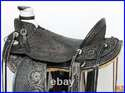 Black 17 In HILASON Western Horse Wade Saddle American Leather Ranch Roping