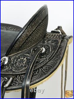 Black 17 In HILASON Western Horse Wade Saddle American Leather Ranch Roping