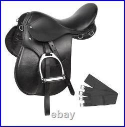 Black All Purpose Jump English Horse Leather Saddle 15 16 17 18