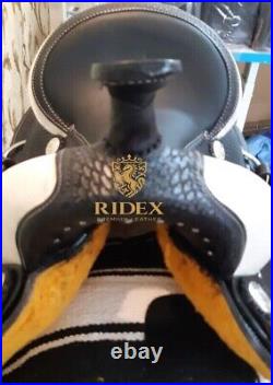 Black Barrel Racing Western Trail Horse Saddle Premium Leather With Tack Set F/S