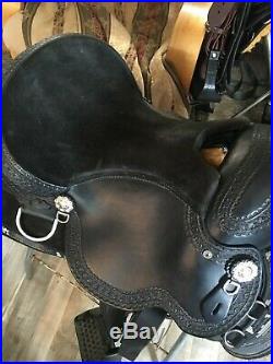 Black Custom Endurance Saddle. Tooled, Beautiful, High Quality