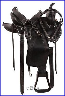 Black Gaited Western Pleasure Trail Horse Leather Saddle Tack Set 16 17 18