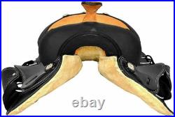 Black/Orange Western Barrel Racing Equestrian Trail Horse Synthetic Saddle