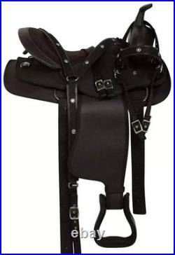 Black Synthetic Western Adult Barrel Racing Horse Tack Saddle 15 Size