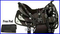Black Synthetic Western Saddle Barrel Racing Horse Tack Saddle Size 15
