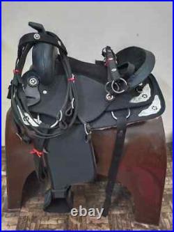 Black Synthetic Western Saddle Barrel Racing Horse Tack Saddle Size 15