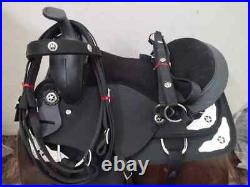 Black Synthetic Western Saddle Barrel Racing Horse Tack Saddle Size 15