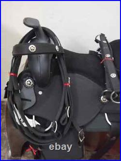 Black Synthetic Western Saddle Barrel Racing Horse Tack Saddle Size 15