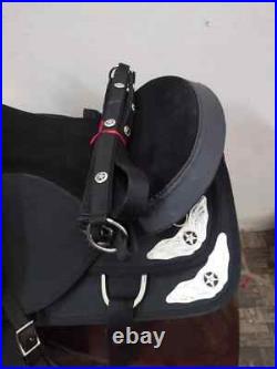 Black Synthetic Western Saddle Barrel Racing Horse Tack Saddle Size 15