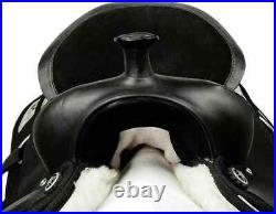 Black Synthetic Western Saddle Barrel Racing Horse Tack Saddle Size 15