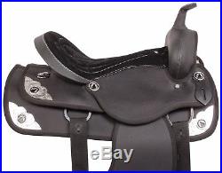 Black Used Synthetic Western Pleasure Trail Horse Saddle Tack Set 16 17 18