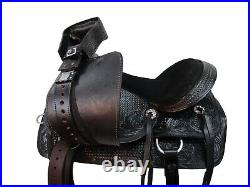 Black Western Saddle Barrel Racing Racer Trail Horse Leather Tack 15 16 17 18