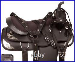 Black Western Synthetic Gaited Pleasure Trail Horse Saddle Tack Set 14-18