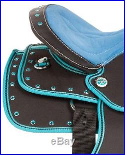Blue 10 12 13 Western Youth Kids Pony Saddle Free Tack Set Pleasure Trail Horse