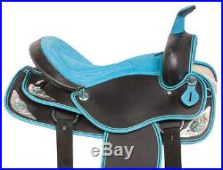Blue Western Pleasure Trail Barrel Race Horse Saddle Free Tack 15 16 17 18
