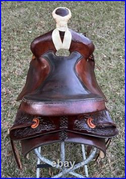 Bona Allen 16 Seat Western Roping Ranch Saddle Tool Leather Pleasure Trail USA