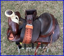 Bona Allen 16 Seat Western Roping Ranch Saddle Tool Leather Pleasure Trail USA