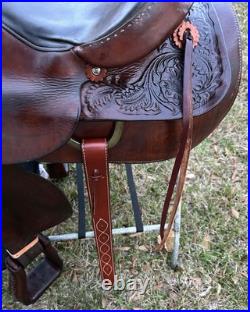 Bona Allen 16 Seat Western Roping Ranch Saddle Tool Leather Pleasure Trail USA