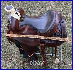 Bona Allen 16 Seat Western Roping Ranch Saddle Tool Leather Pleasure Trail USA