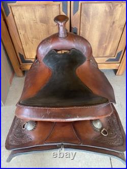 Brahma Tex Tan Leather Western Saddle. 16 Inch Suede Seat, Sturdy Pleasure Trail