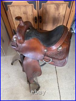 Brahma Tex Tan Leather Western Saddle. 16 Inch Suede Seat, Sturdy Pleasure Trail