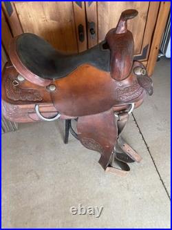 Brahma Tex Tan Leather Western Saddle. 16 Inch Suede Seat, Sturdy Pleasure Trail