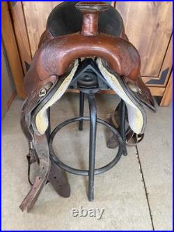 Brahma Tex Tan Leather Western Saddle. 16 Inch Suede Seat, Sturdy Pleasure Trail