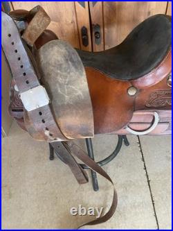 Brahma Tex Tan Leather Western Saddle. 16 Inch Suede Seat, Sturdy Pleasure Trail