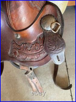 Brahma Tex Tan Leather Western Saddle. 16 Inch Suede Seat, Sturdy Pleasure Trail