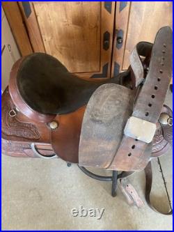 Brahma Tex Tan Leather Western Saddle. 16 Inch Suede Seat, Sturdy Pleasure Trail