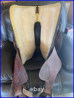 Brahma Tex Tan Leather Western Saddle. 16 Inch Suede Seat, Sturdy Pleasure Trail
