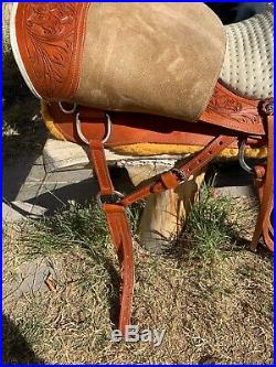 Brazilian leather saddle 16 on eco leather buffalo on color chestnut