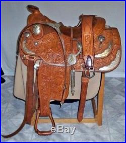 Broken Horn Show Saddle Set silver plate saddle, bridle and breastcollar