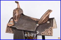 Brown 16 In HILASON Western Horse Flex Tree Barrel Trail American Leather