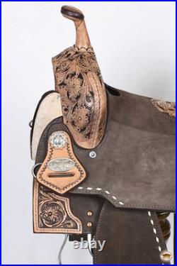 Brown 16 In HILASON Western Horse Flex Tree Barrel Trail American Leather
