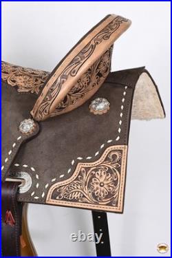 Brown 16 In HILASON Western Horse Flex Tree Barrel Trail American Leather
