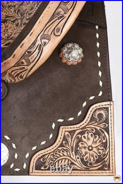 Brown 16 In HILASON Western Horse Flex Tree Barrel Trail American Leather