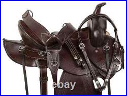 Brown Gaited Western Pleasure Trail Endurance Leather Tack Saddle Set For Horses