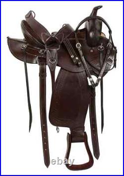 Brown Gaited Western Pleasure Trail Endurance Leather Tack Saddle Set For Horses